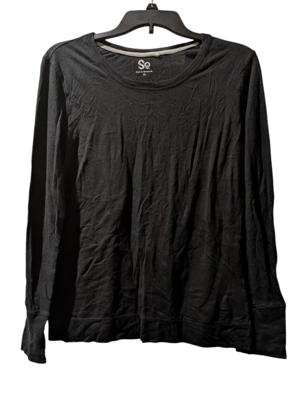 SO Black Long Sleeve Crew Neck Tee